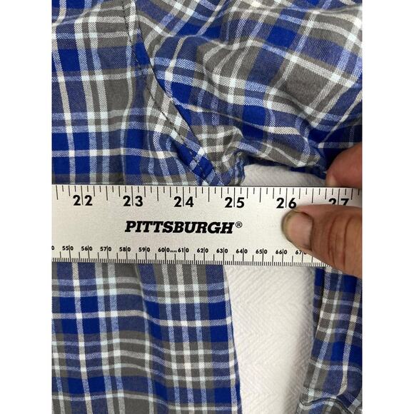 C.E. Schmidt Workwear Men's Flannel Shirt 2X Blue Gray Plaid Button Down Long - Picture 3 of 8